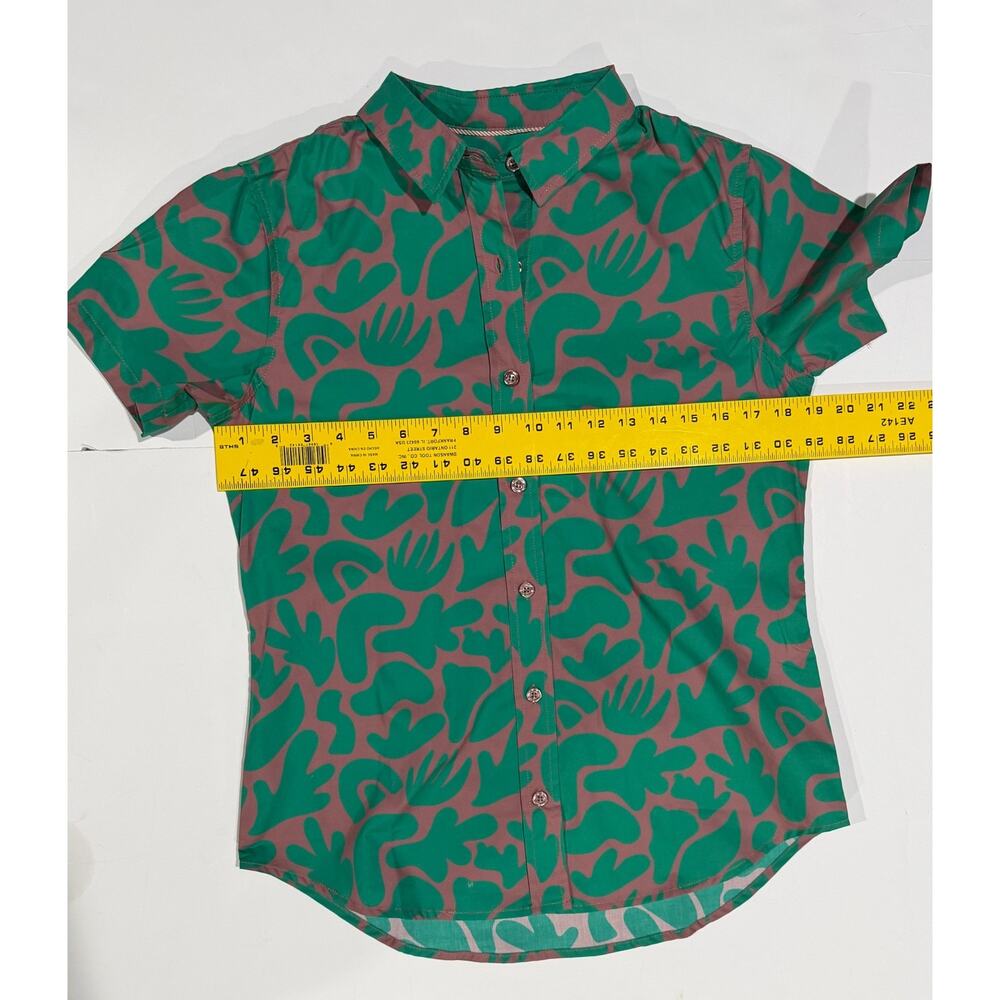WildFang The Empower Polo Short Sleeve Button Up Shirt Green Pink SMALL NEW - Picture 5 of 5